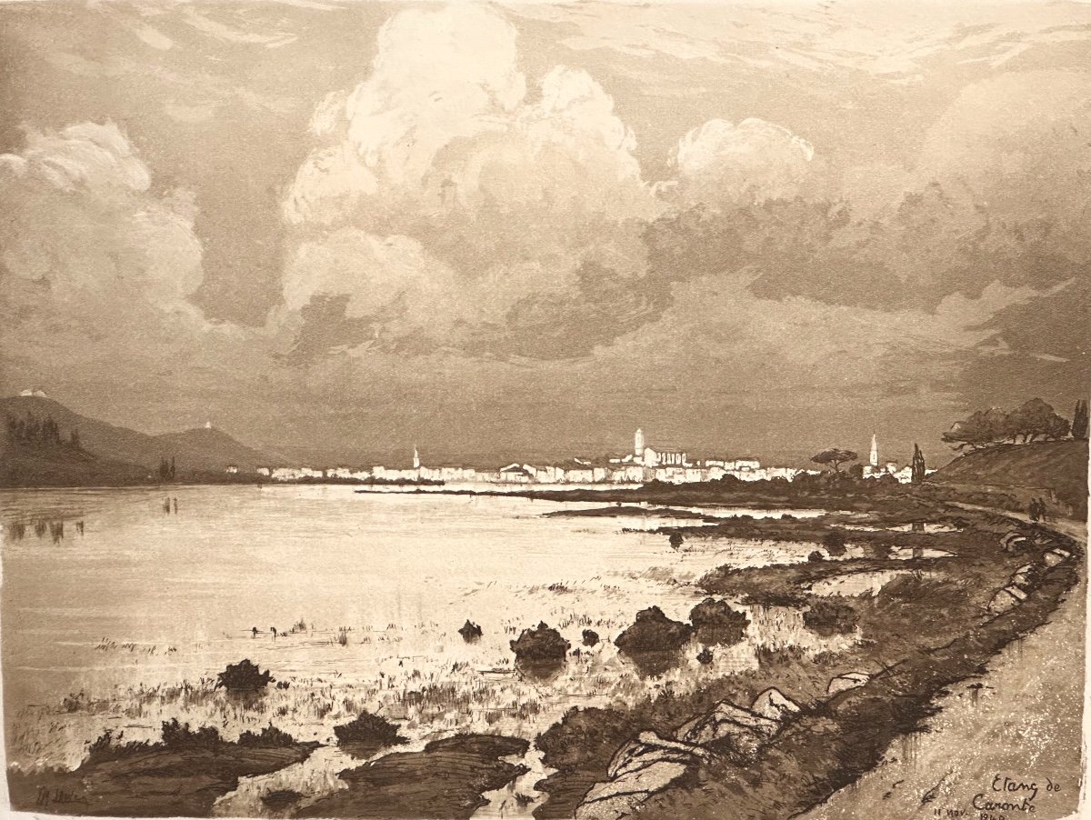 Joanny Drevet 1889-1969 Etching Pond De Caronte 1940 Berre Martigues Provence Signed