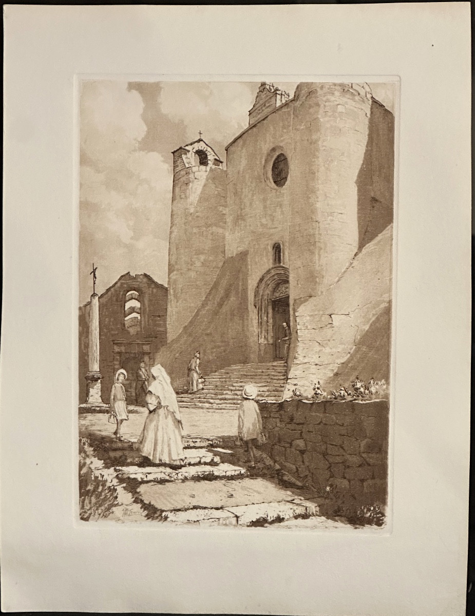 Joanny Drevet 1889-1969 Etching Istres The Gate Of Arles 1943 Provence-photo-2