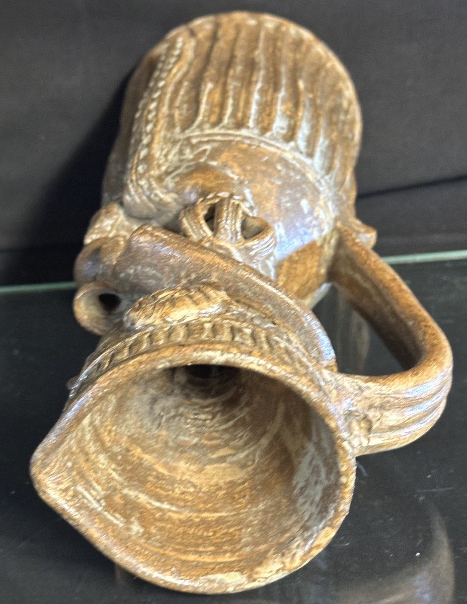 Anthropomorphic Pitcher Stoneware La Hulotte Caylus Princess Of The Middle Ages Signed 20th-photo-3