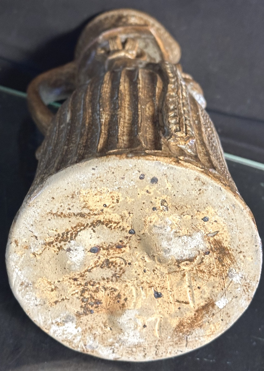 Anthropomorphic Pitcher Stoneware La Hulotte Caylus Princess Of The Middle Ages Signed 20th-photo-4