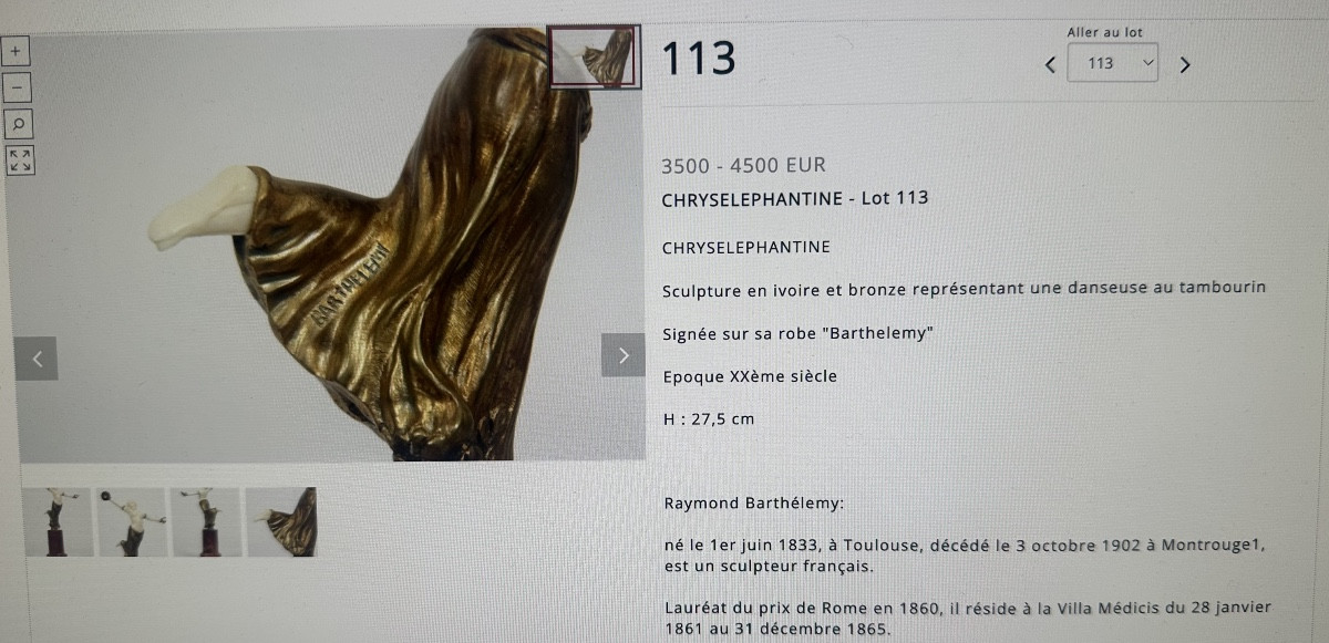 Raymond Barthélémy 1832-1902 Chryselephantine Base Signed Dancer With Tambourine Gilt Bronze -photo-6