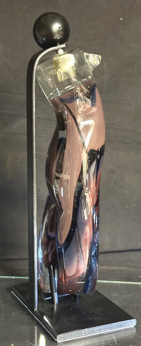 Ada Loumani 1959- Important Glass Sculpture Base Woman Signed Dated 2006 French Glassmaker -photo-2