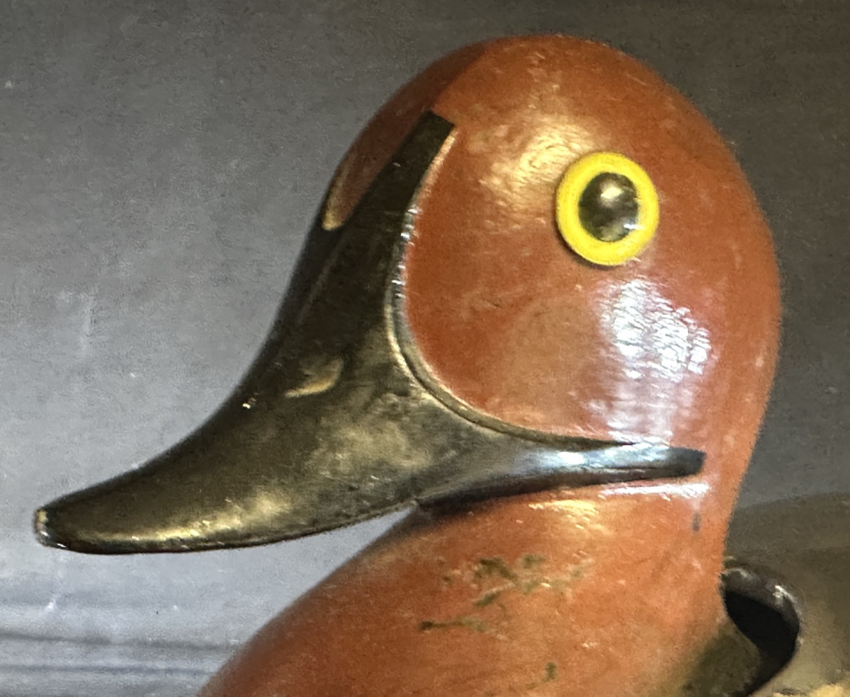 Large Lacquered Wooden Duck Box With Silver Metal (hallmark?) And Glass Eyes -photo-2