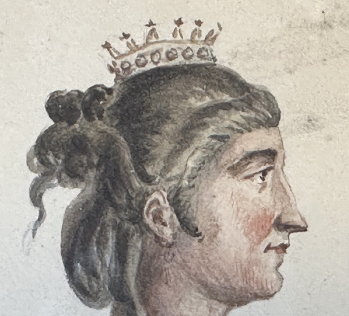 Framed Watercolor 18th Century Miss Gaussin 1711-1767 French Theater Actress-photo-4