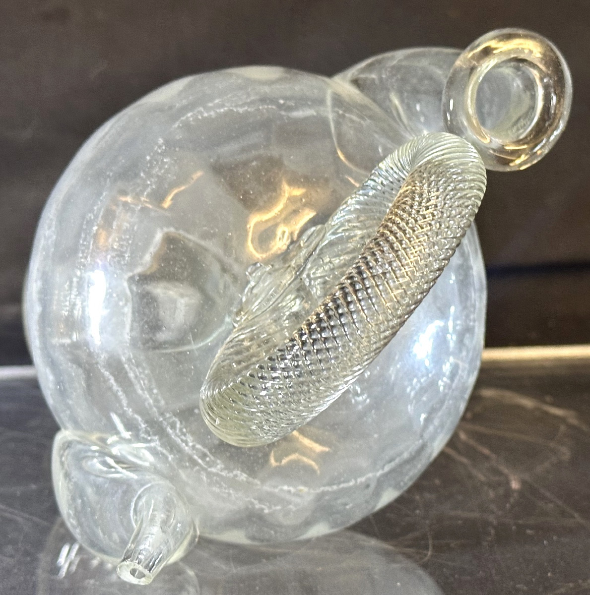 Cantir cruche à eau benite fin XVIIIe en verre soufflé Catalogne Languedoc Art Populaire-photo-4