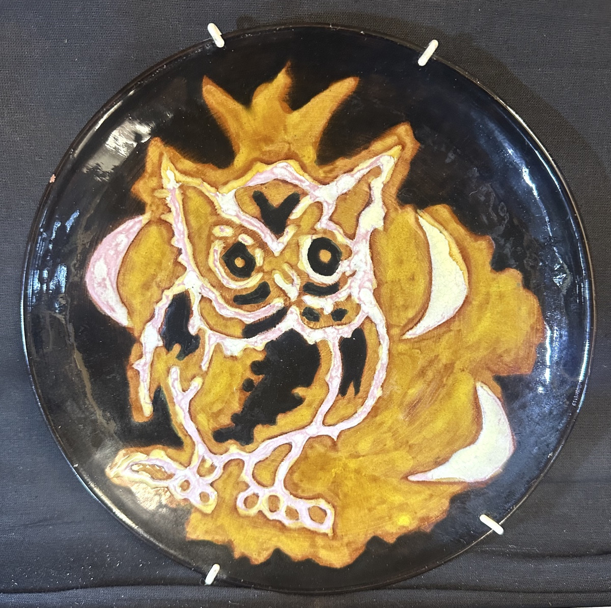 Jean Lurcat 1892-1966 Hibou Rare Assiette Sant Vicens Signée En Très Bon état chouette-photo-2