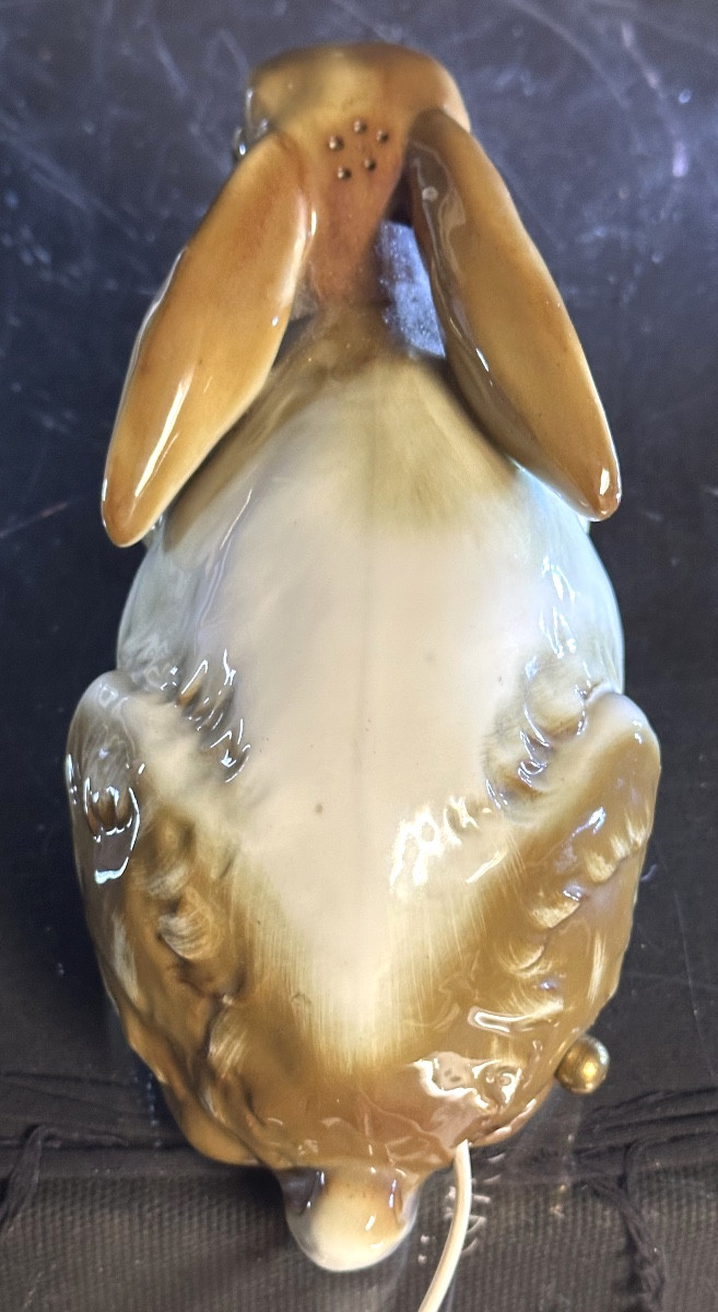 1925 Porcelain Rabbit Night Light With Glass Hare Eyes -photo-2