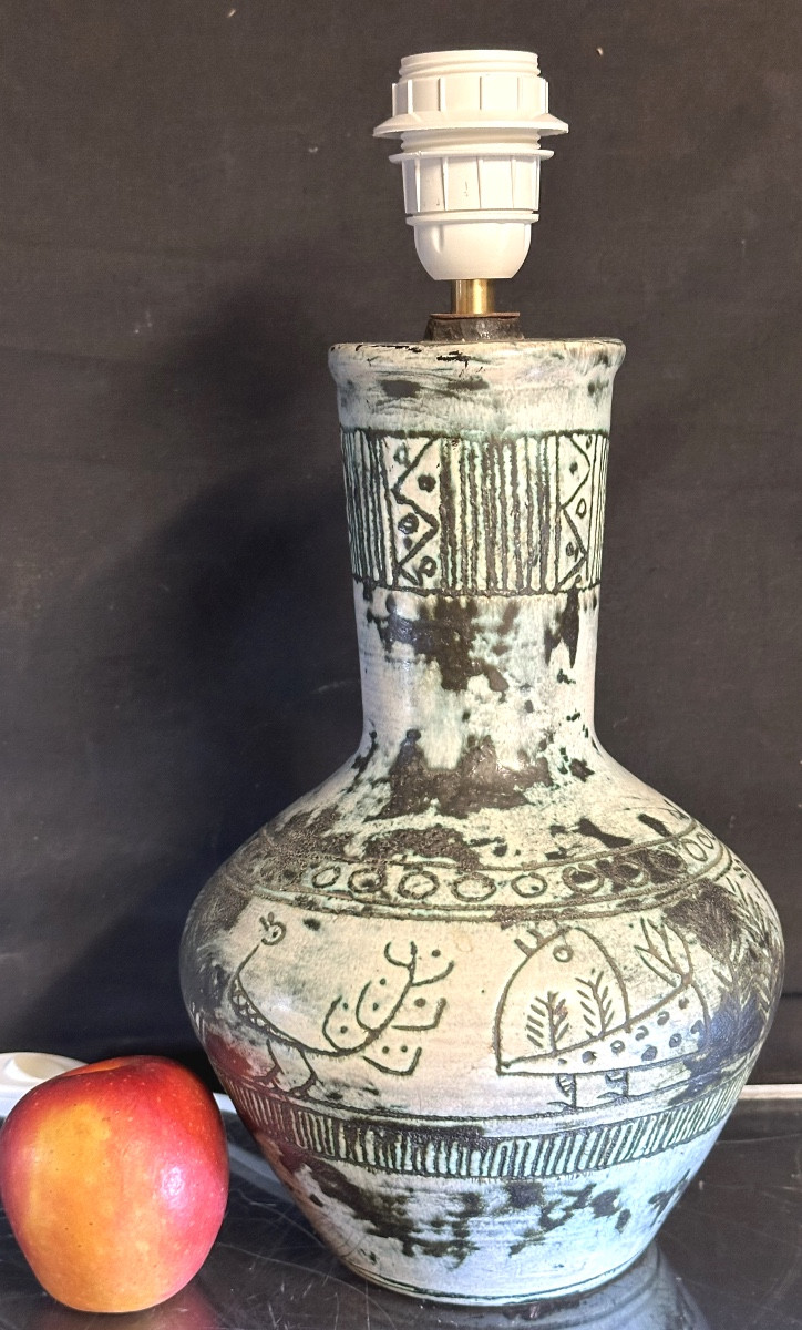 Jacques Blin1920-1995 Ceramic Lamp Signed In Very Good Condition And Electrified