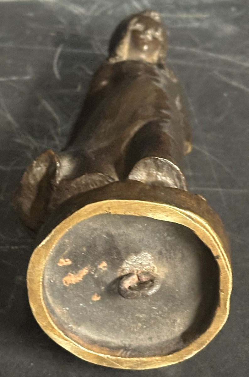 Little Girl In Bronze Signed H. Negre 20th Century -photo-4
