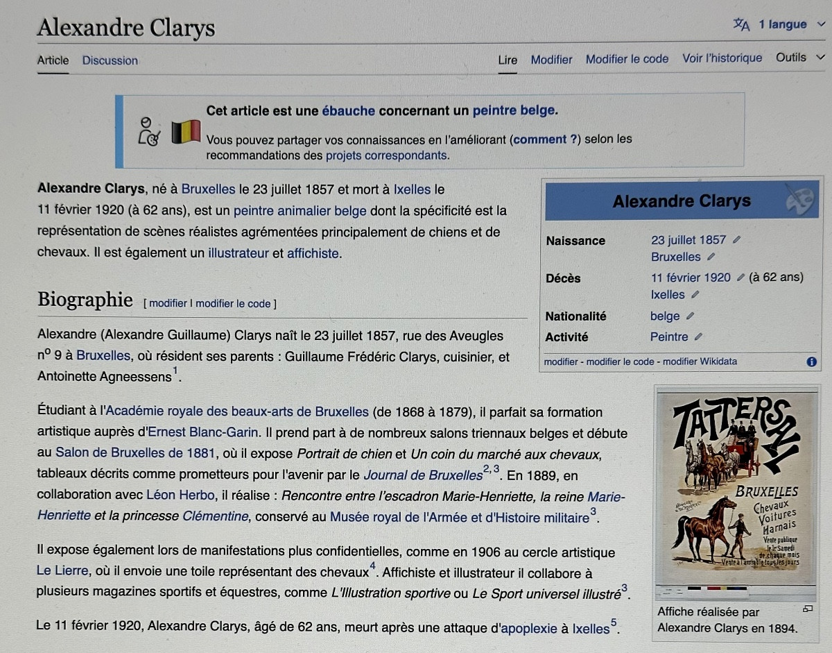 Alexandre Clarys 1857-1920 Oil Stallion Horse Racing Thoroughbred Belgian Equestrian /1 -photo-2