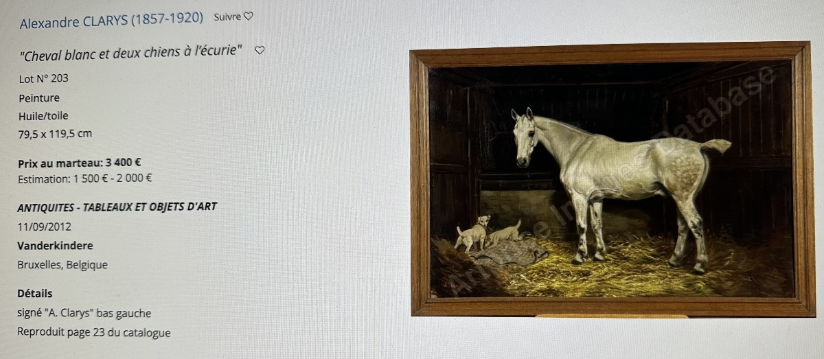 Alexandre Clarys 1857-1920 Oil Stallion Horse Racing Thoroughbred Belgian Equestrian /1 -photo-3