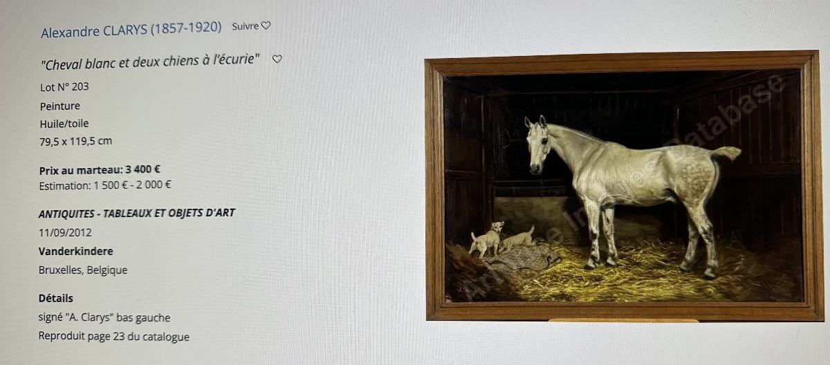 Alexandre CLARYS 1857-1920 Huile Cheval Pur-sang Belge équestre Course Hippique /2-photo-3