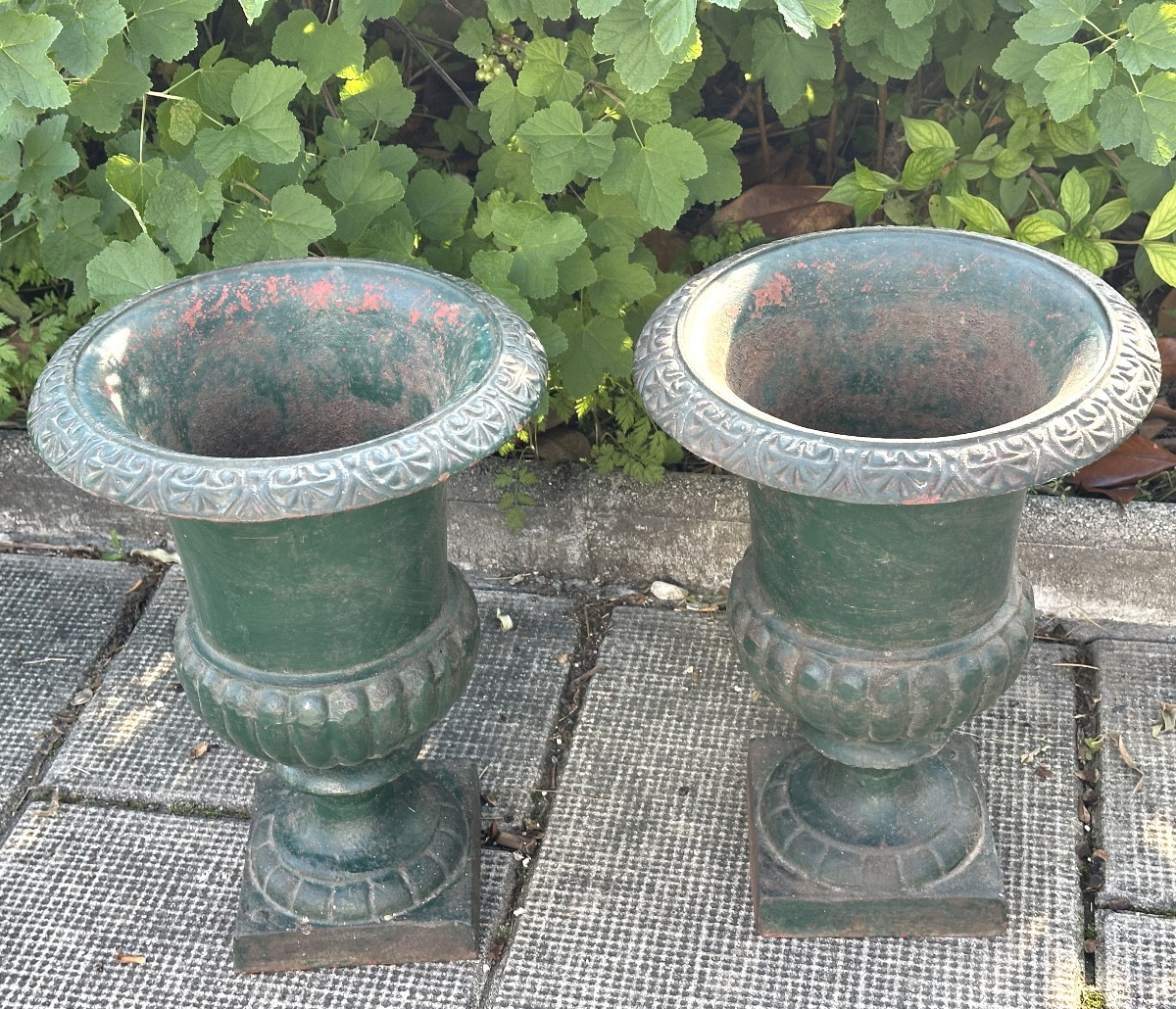 Pair Of 19th Century Cast Iron Garden Basins 44 Cm In Very Good Condition /1 -photo-2