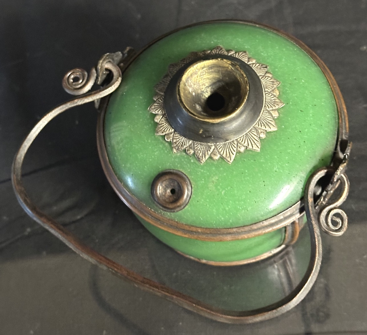 Antique Jade Opium Pipe Bowl Bat Decor China Vietnam Indochina-photo-4