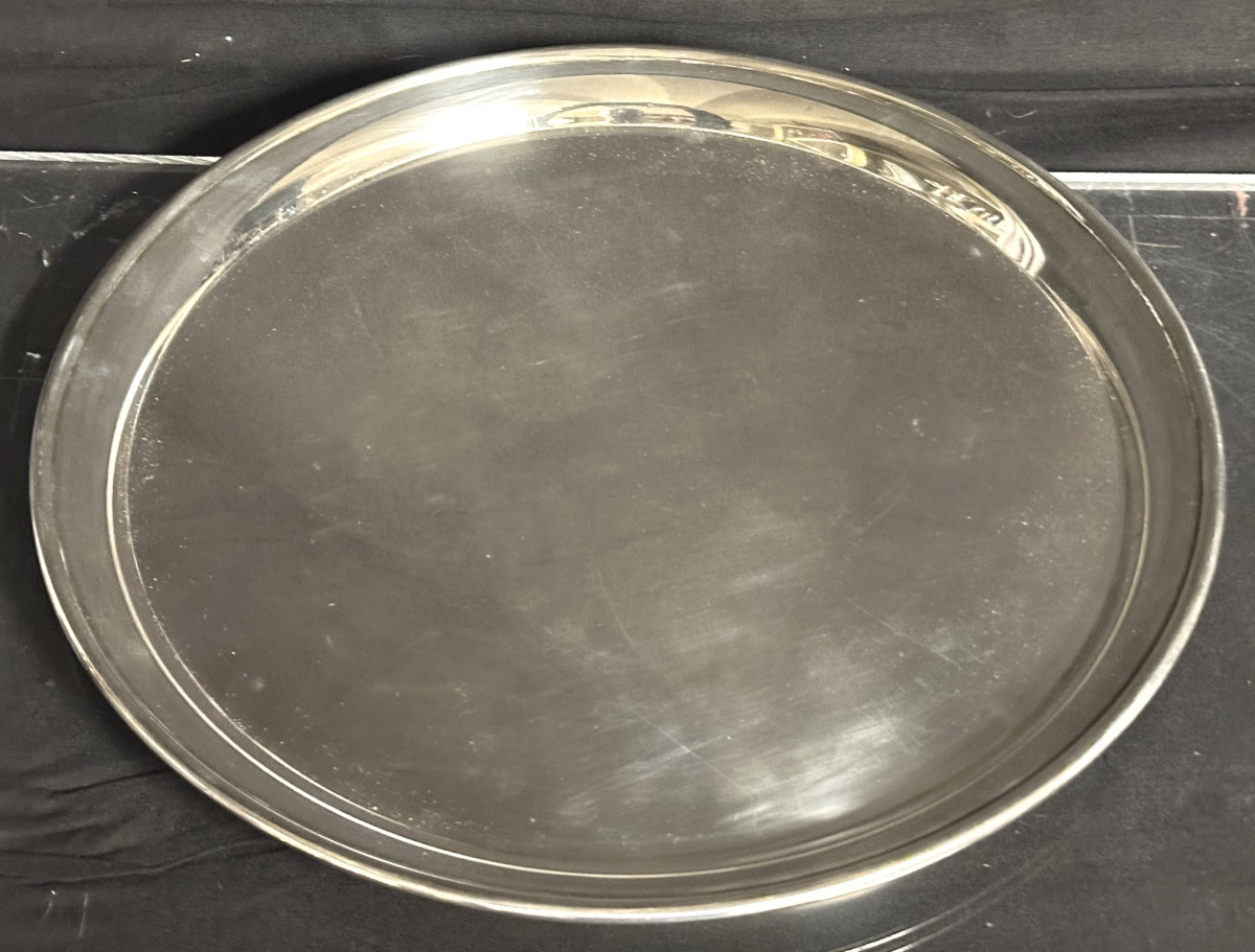 Christofle Circular Serving Tray In Silver Metal 35.3 Cm Tableware-photo-2