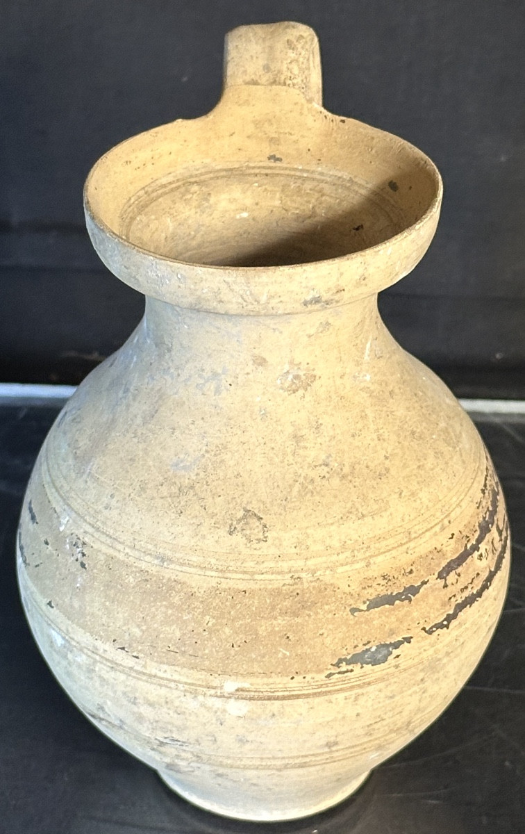 Ancient Greece Olpe Ceramic 6-4 Bc Jug With Wide Black Line Decoration.-photo-1