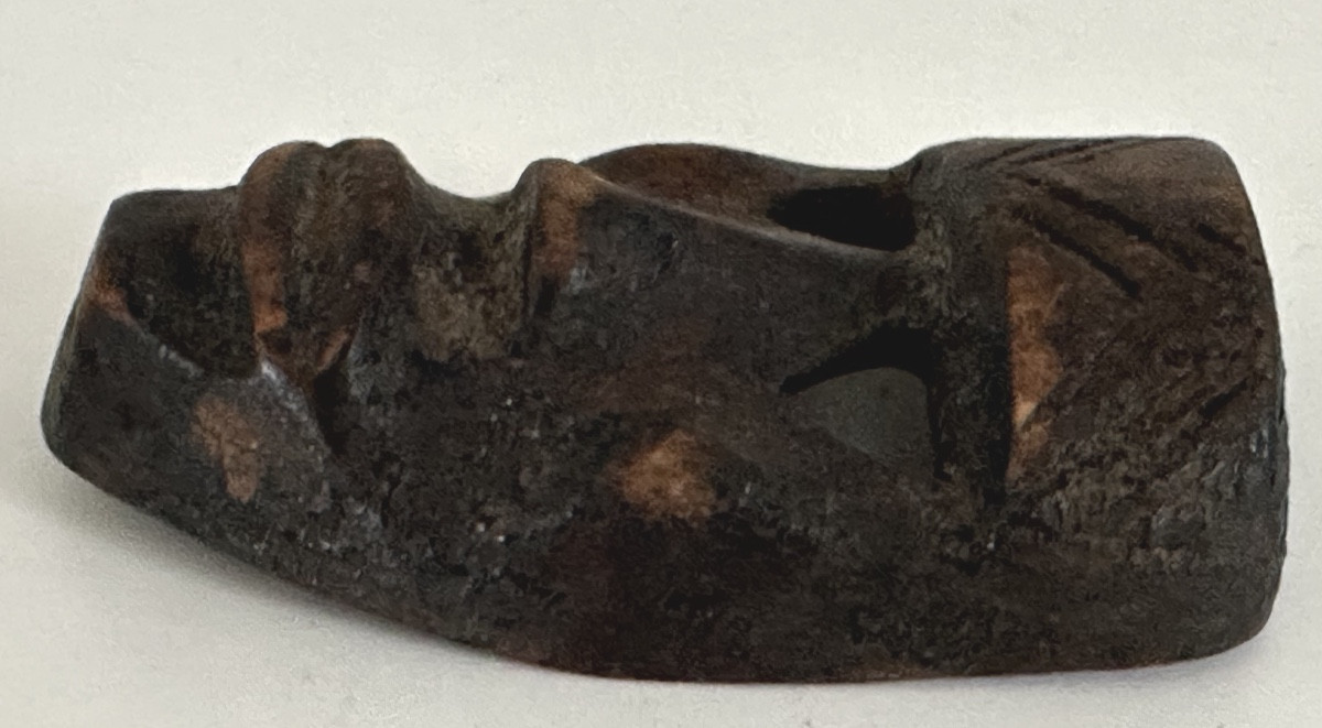 Ancien Masque Passeport miniature Africain en bois naturel /-photo-1