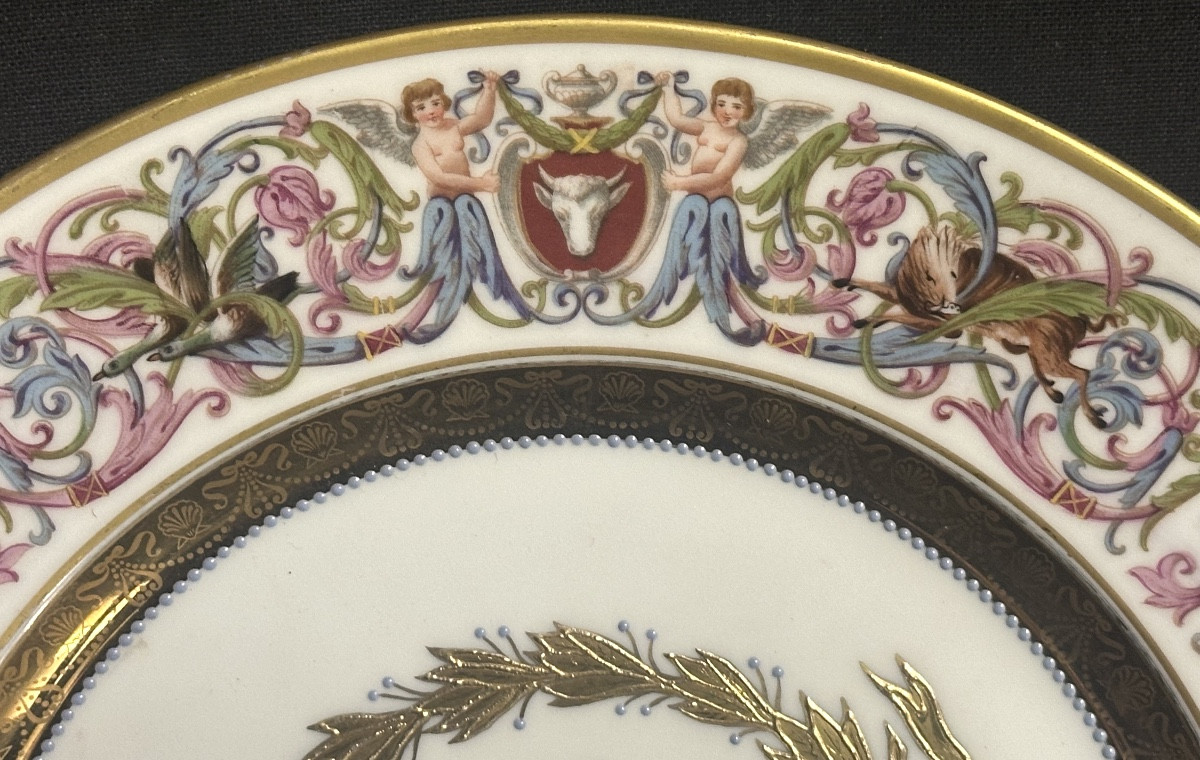 RARE assiette Sèvres 1846 Château de Saint Cloud En Très Bon état St -photo-4