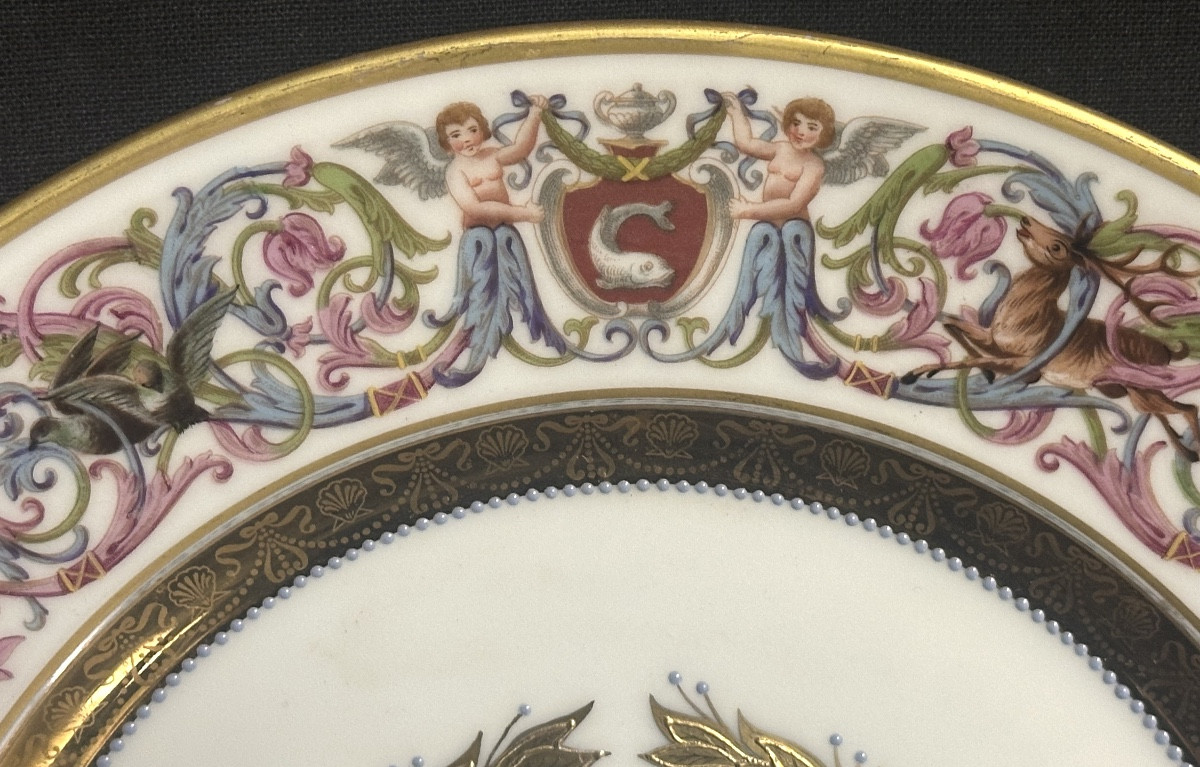 RARE assiette Sèvres 1846 Château de Saint Cloud En Très Bon état St -photo-6