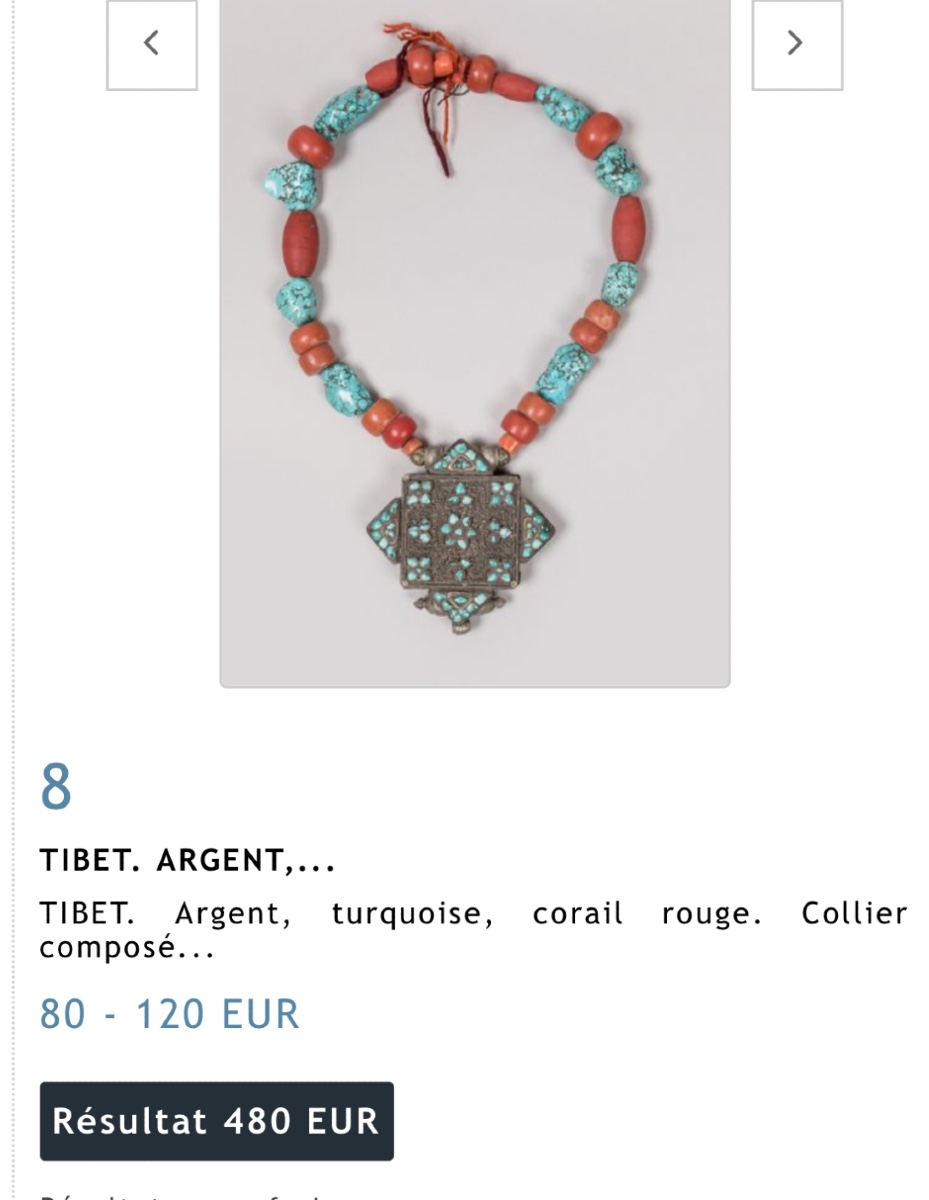 Ghau Tibet Nepal Silver Necklace Pendant Coral Turquoise Lapis Lazuli 19th Century Lapis Lazuli-photo-5