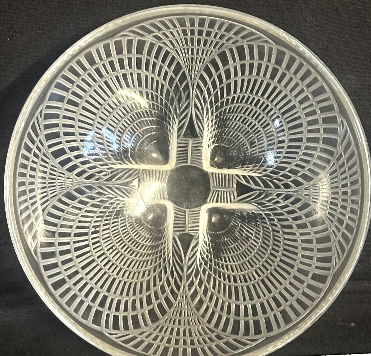 René Lalique 1886-1945 Hollow Bowl Shells 15.9cm Art Deco Glass Signed Referenced-photo-2
