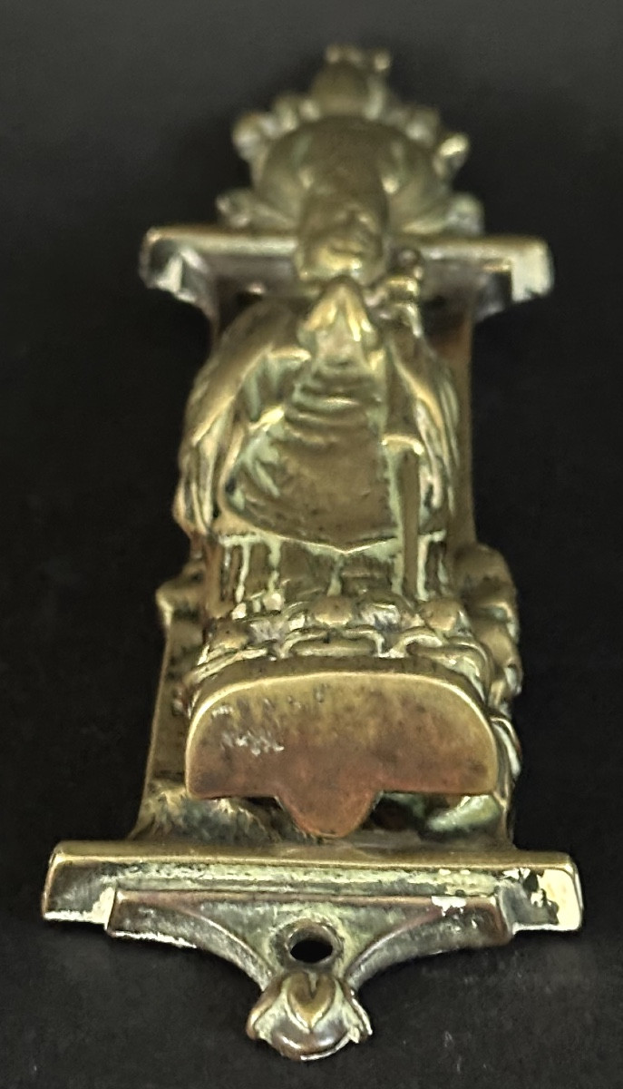 Antique Bronze Door Knocker With A Bishop's Coat Of Arms, Late 19th Century, Curiosity-photo-6