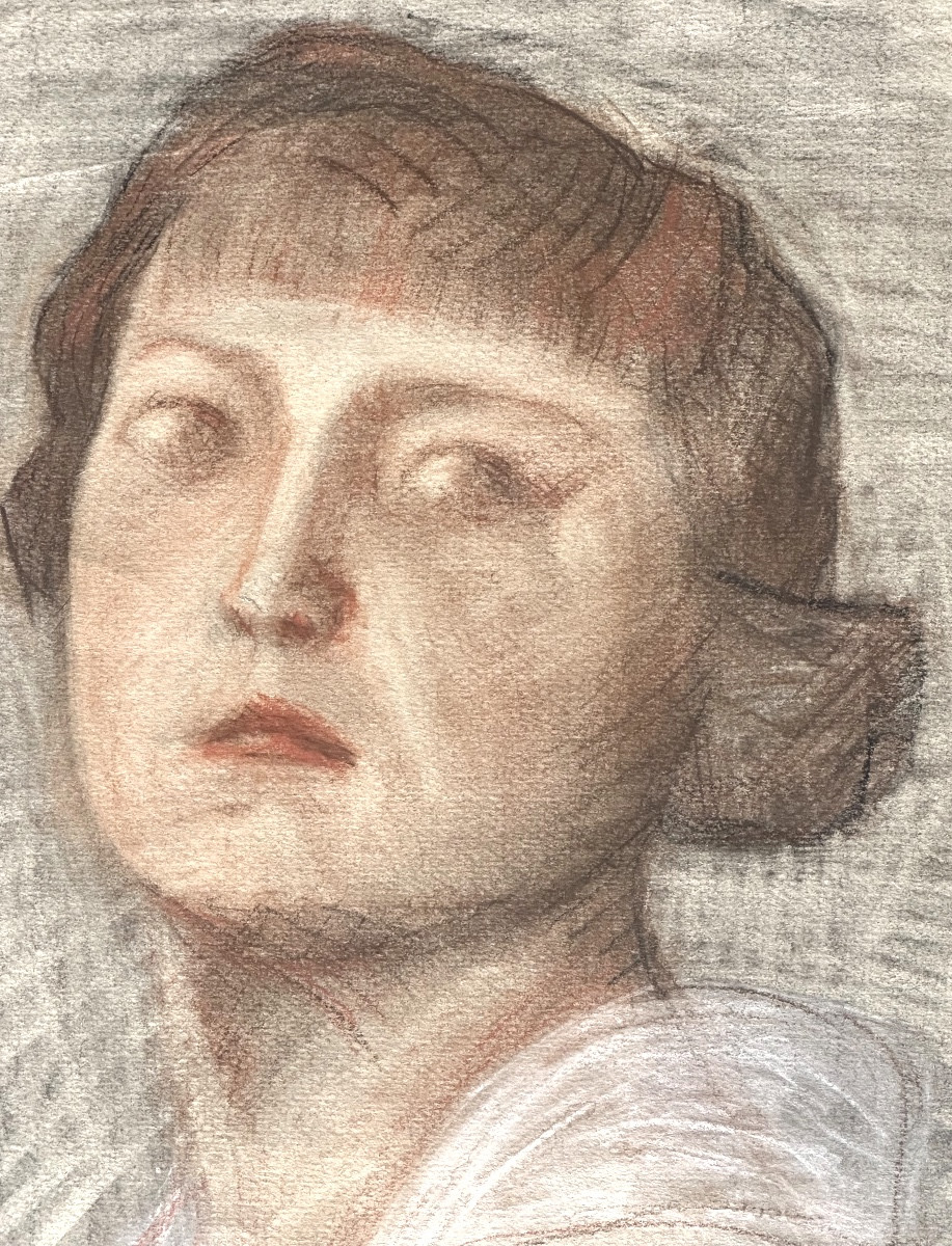 Odette Bouvier XXth Charming Pastel Young Woman Of Character Art Deco By Ziegler-photo-4