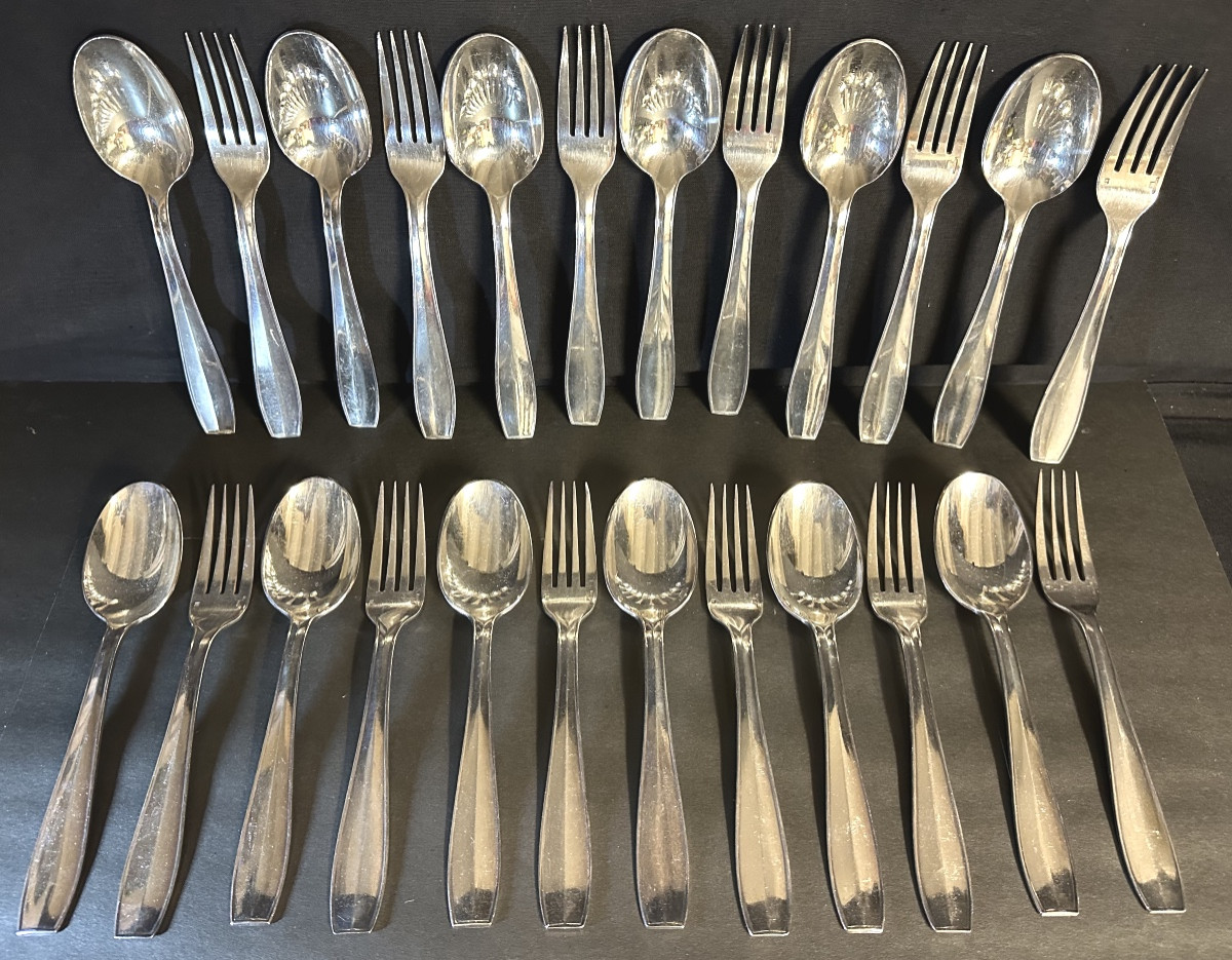 Christofle Model Atlas By Luc Lanel12 Art Deco Cutlery For Normandy Very Good Condition /3