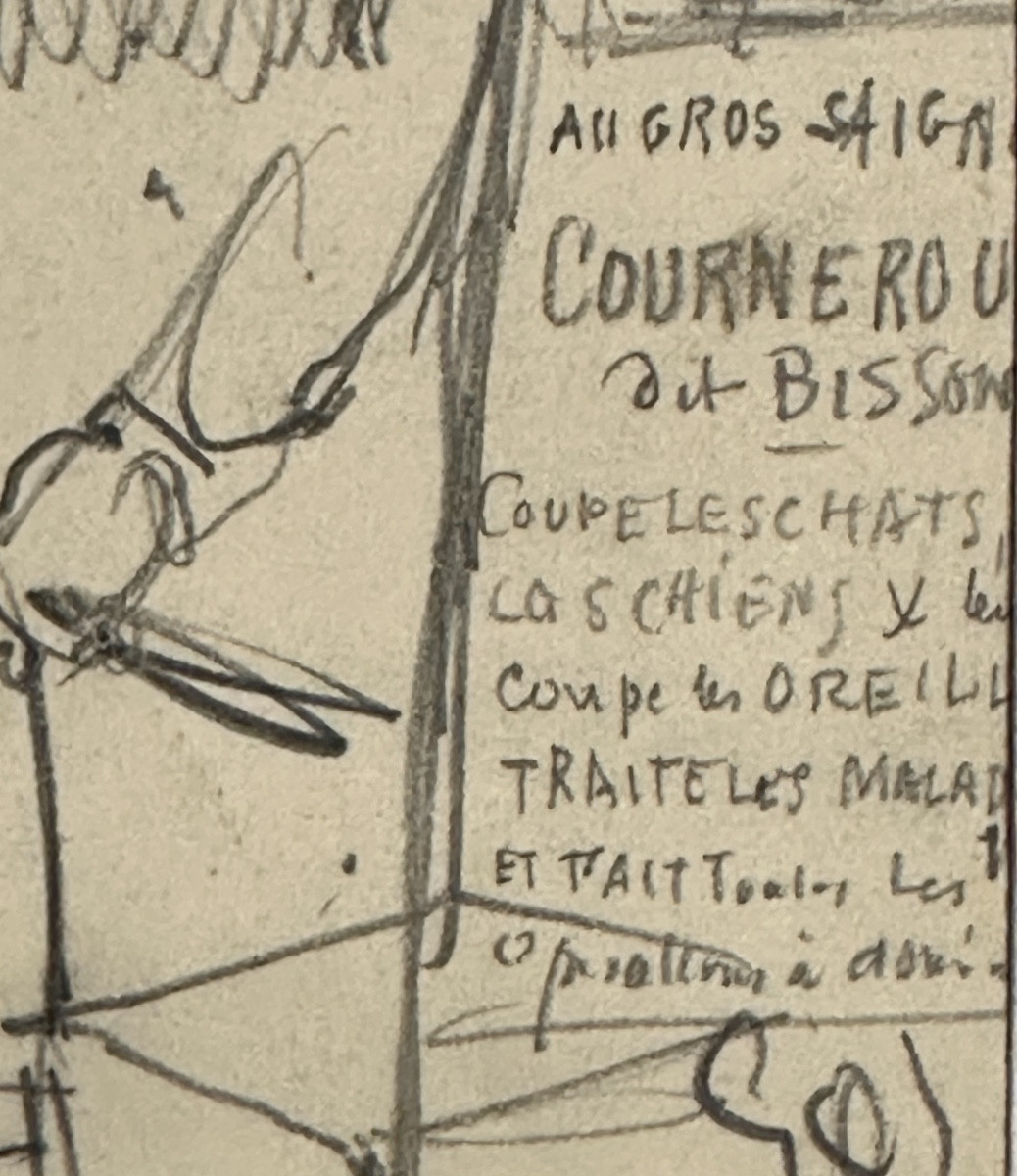 Dessin signé XIXe Tondeur de chiens chats à Paris toilettage pour chien chat curiosité-photo-4