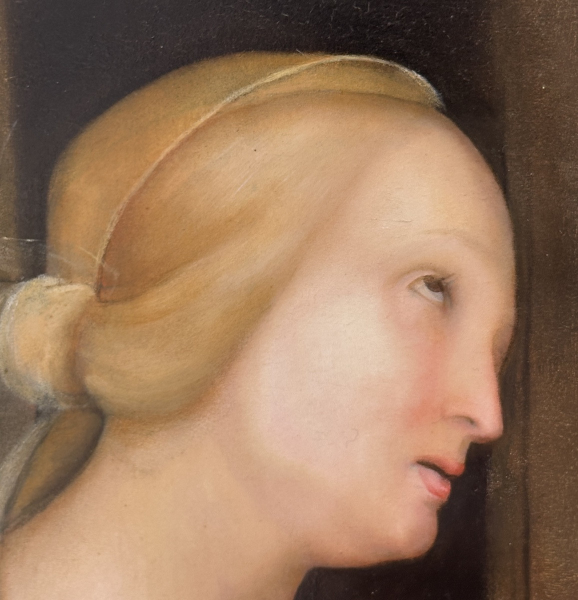 Grande huile style Renaissance Italienne milieu XIXe Sainte Famille sur panneau Très bon état -photo-3