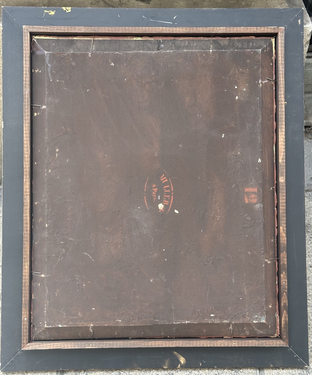 Grande huile style Renaissance Italienne milieu XIXe Sainte Famille sur panneau Très bon état -photo-3