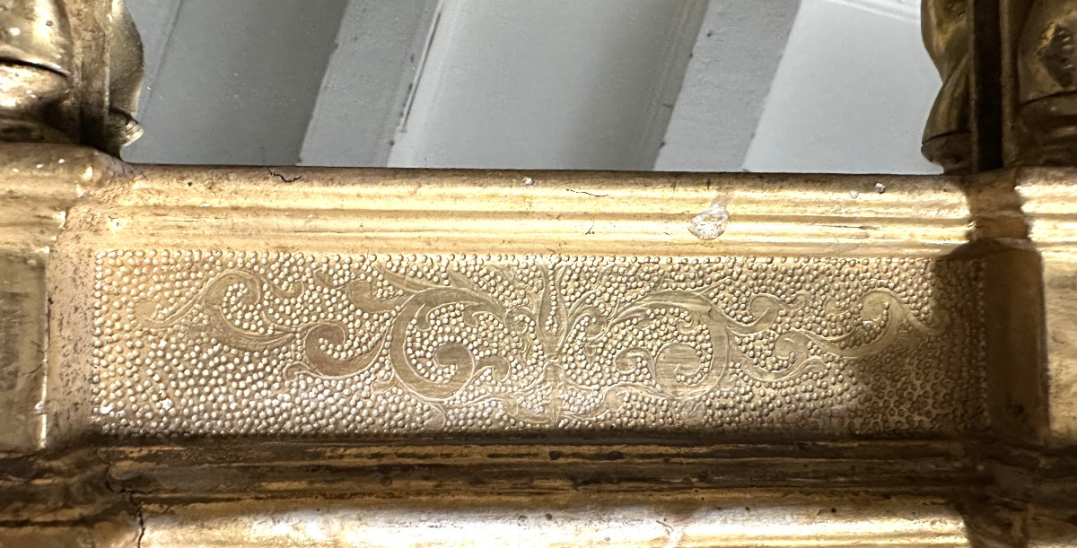 19th Century Gothic Mirror In Gilded Wood, Italy -photo-2