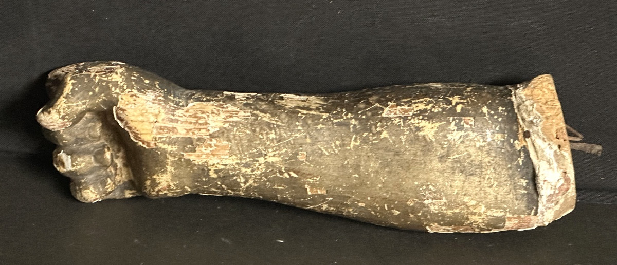Bras porte torchère XVIIIe en bois sculpté Applique en l’etat-photo-1