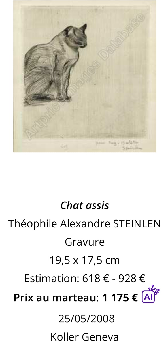 Alexandre STEINLEN 1859-1923 DEUX CHATS lithographie chat signée  /1-photo-6