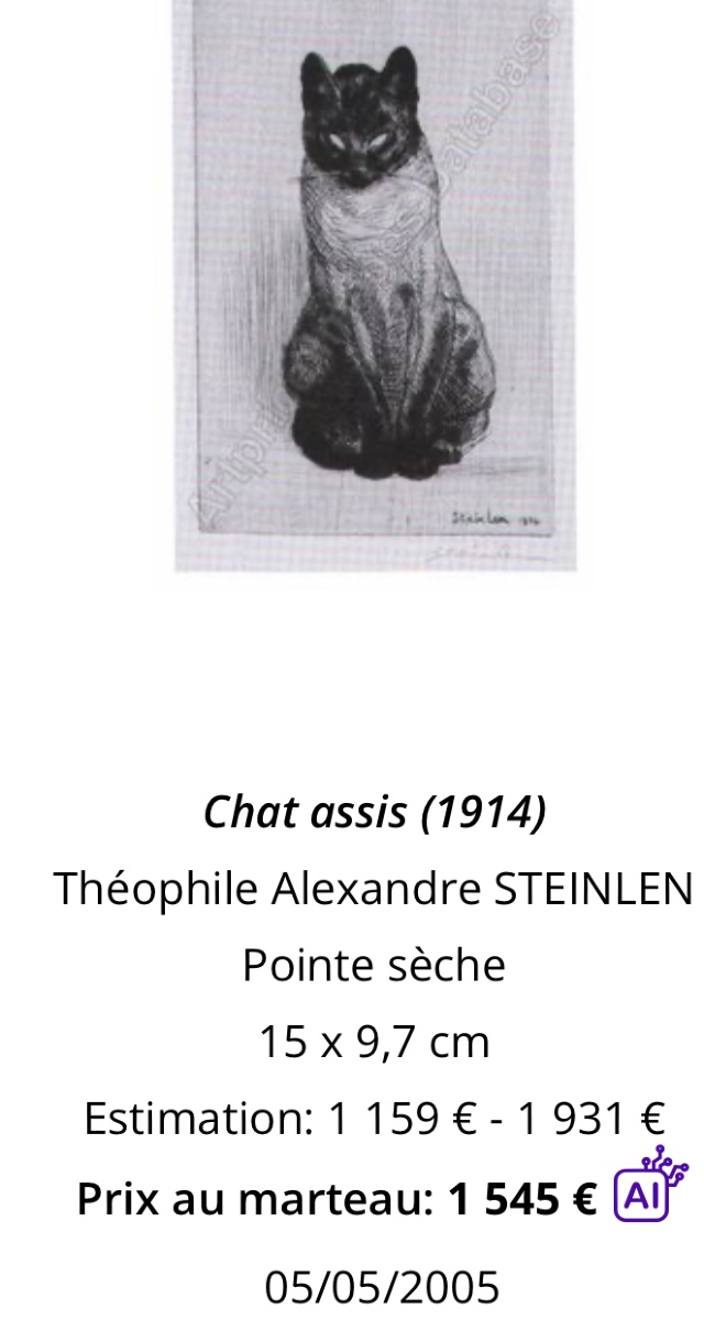 Alexandre STEINLEN 1859-1923 DEUX CHATS lithographie chat signée  /1-photo-7