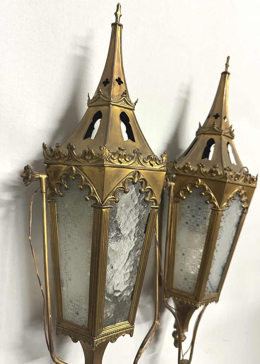 Pair Of 19th Century Electrified Processional Lanterns -photo-4