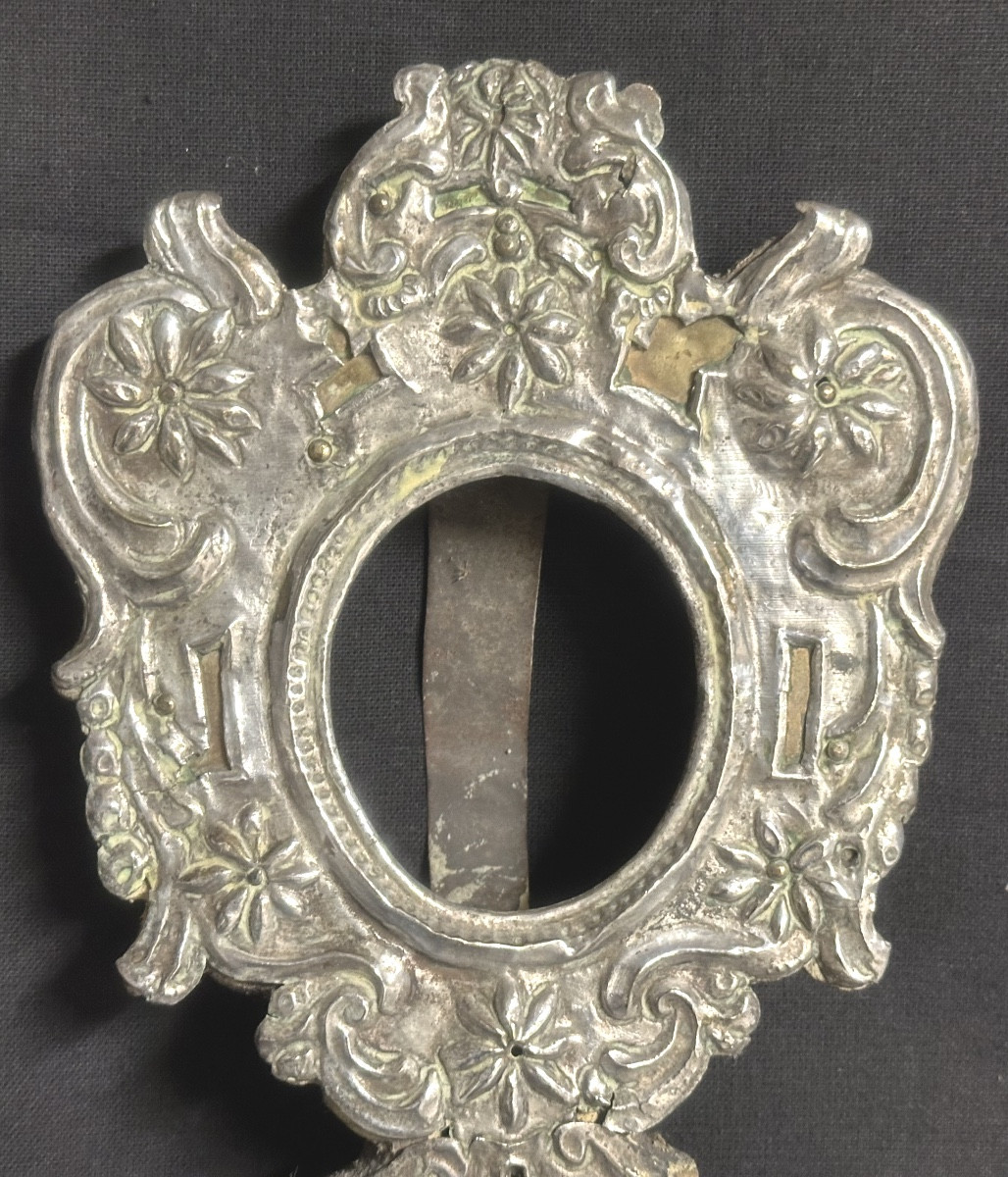 Porte reliquaire XVIIIe en argent 36cm support de reliques de Saints-photo-2