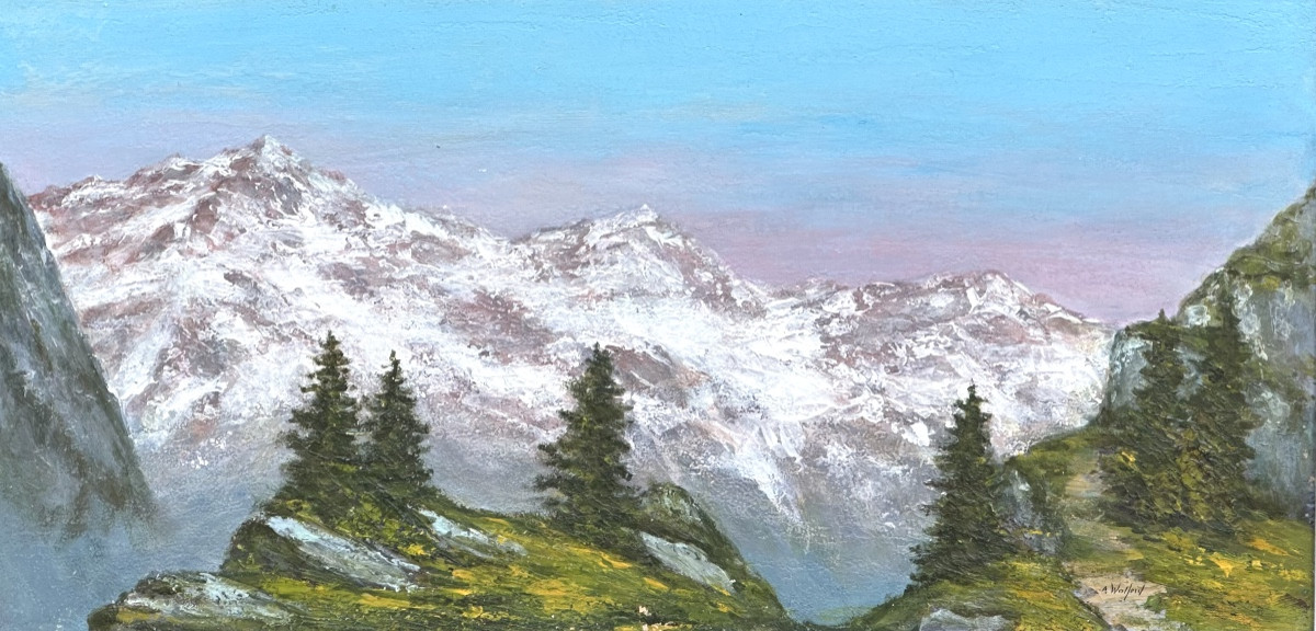 Astrid Walford 1907-1984 Large Oil Mont Blanc Massif La Meije Alps Mountain Snow