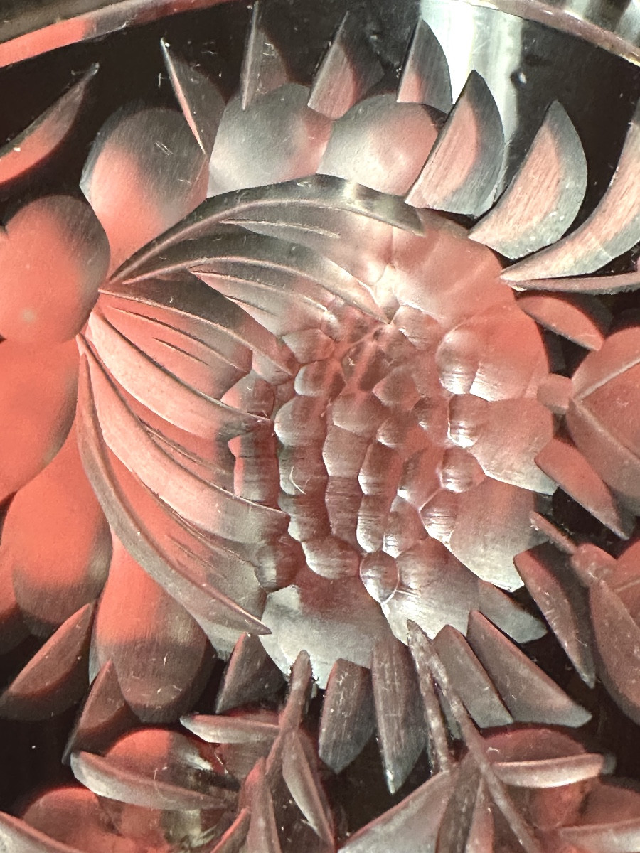 Red Bohemian Crystal Cut Vase-photo-4