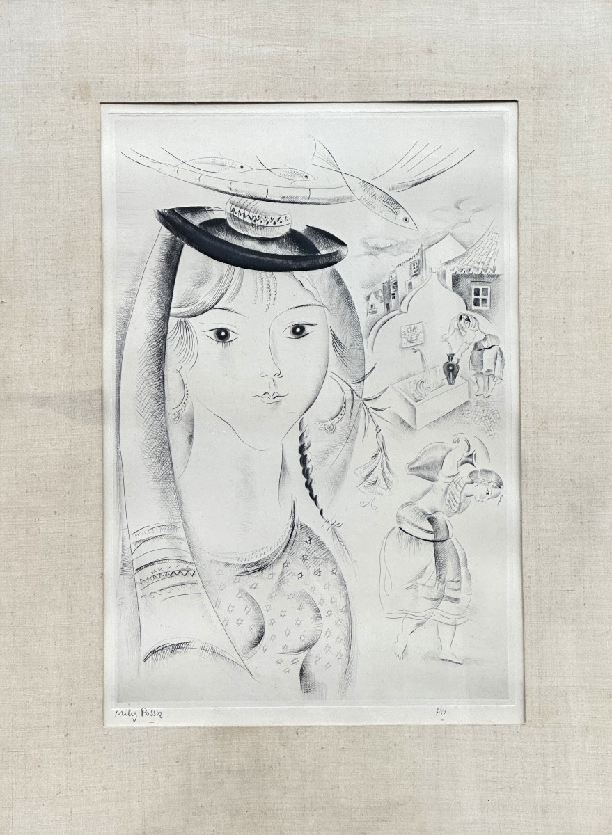 Mily Possoz 1888-1967 Portugal Large Drypoint Young Portuguese Woman 1930 Lisbon-photo-2