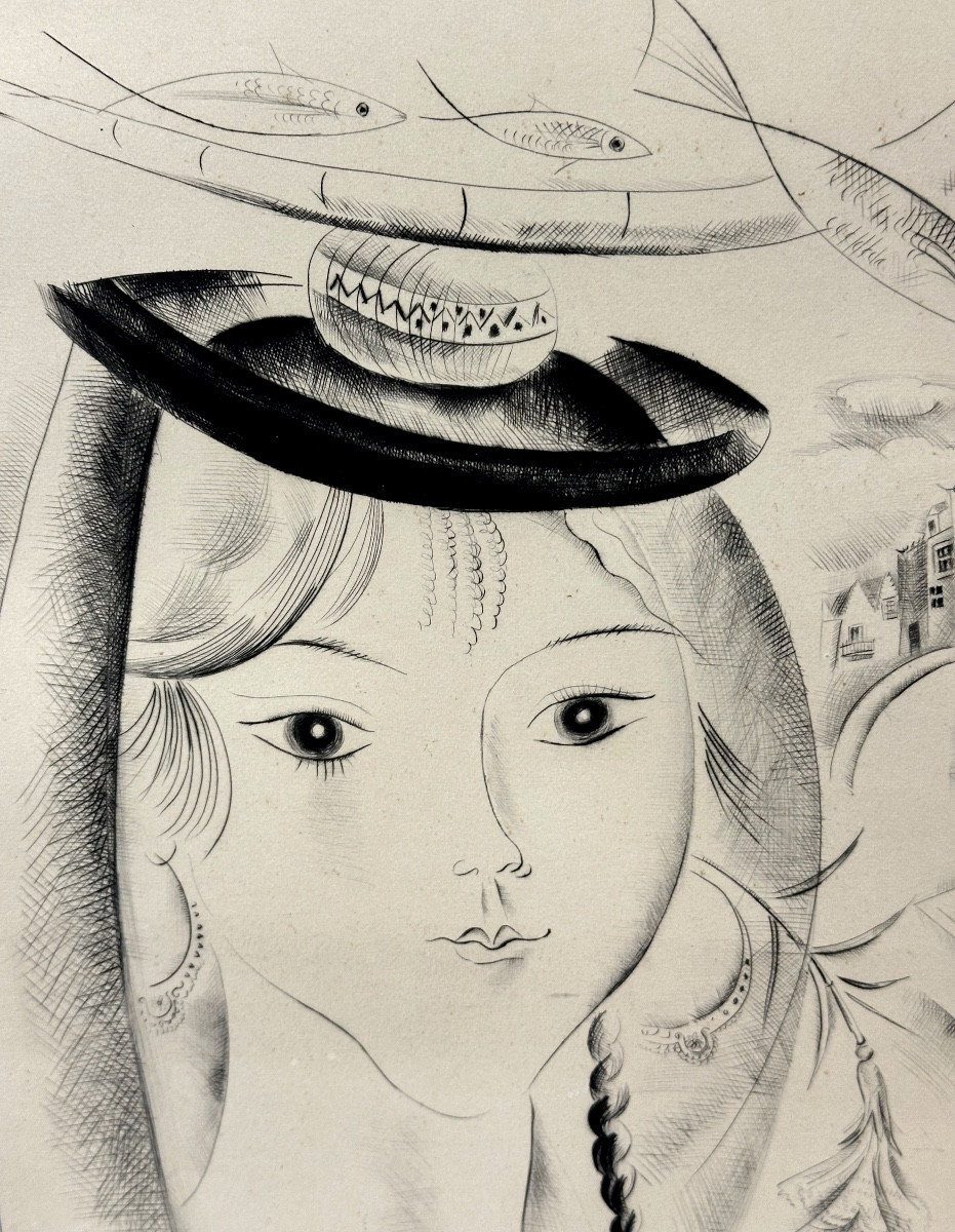 Mily Possoz 1888-1967 Portugal Large Drypoint Young Portuguese Woman 1930 Lisbon-photo-3