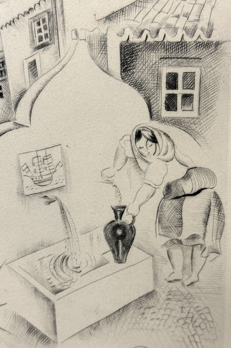 Mily Possoz 1888-1967 Portugal Large Drypoint Young Portuguese Woman 1930 Lisbon-photo-1