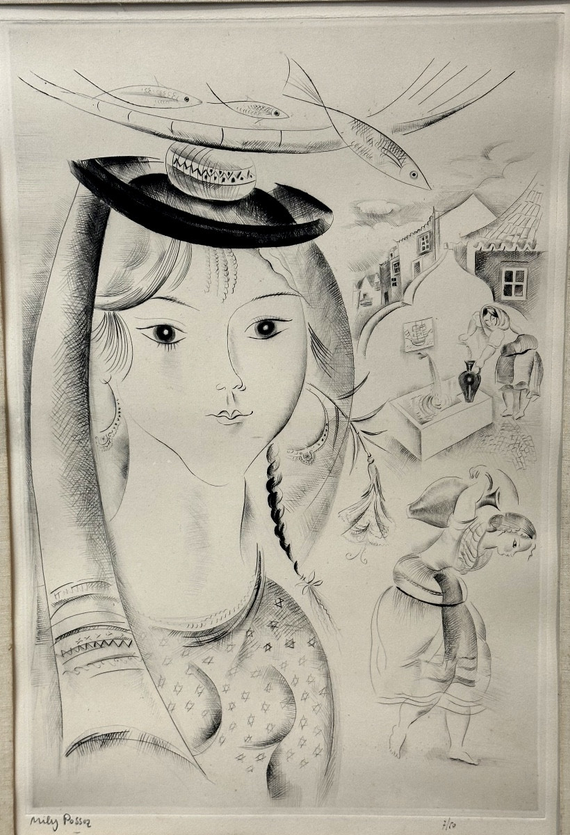 Mily Possoz 1888-1967 Portugal Large Drypoint Young Portuguese Woman 1930 Lisbon