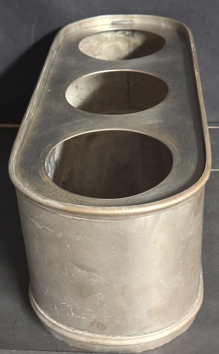 Triple Cooler For Champagne Or Wine In Silver Metal-photo-3