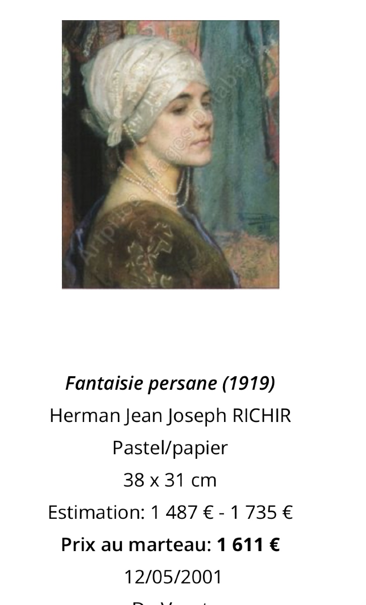 Herman Richir 1866-1942 Belgian Attr Female Portrait In Pastel Circa 1930 -photo-6