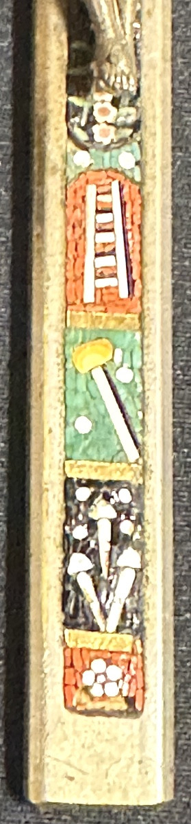 Ancienne croix en micro mosaïque 15,3cm micromosaique crucifix -photo-3
