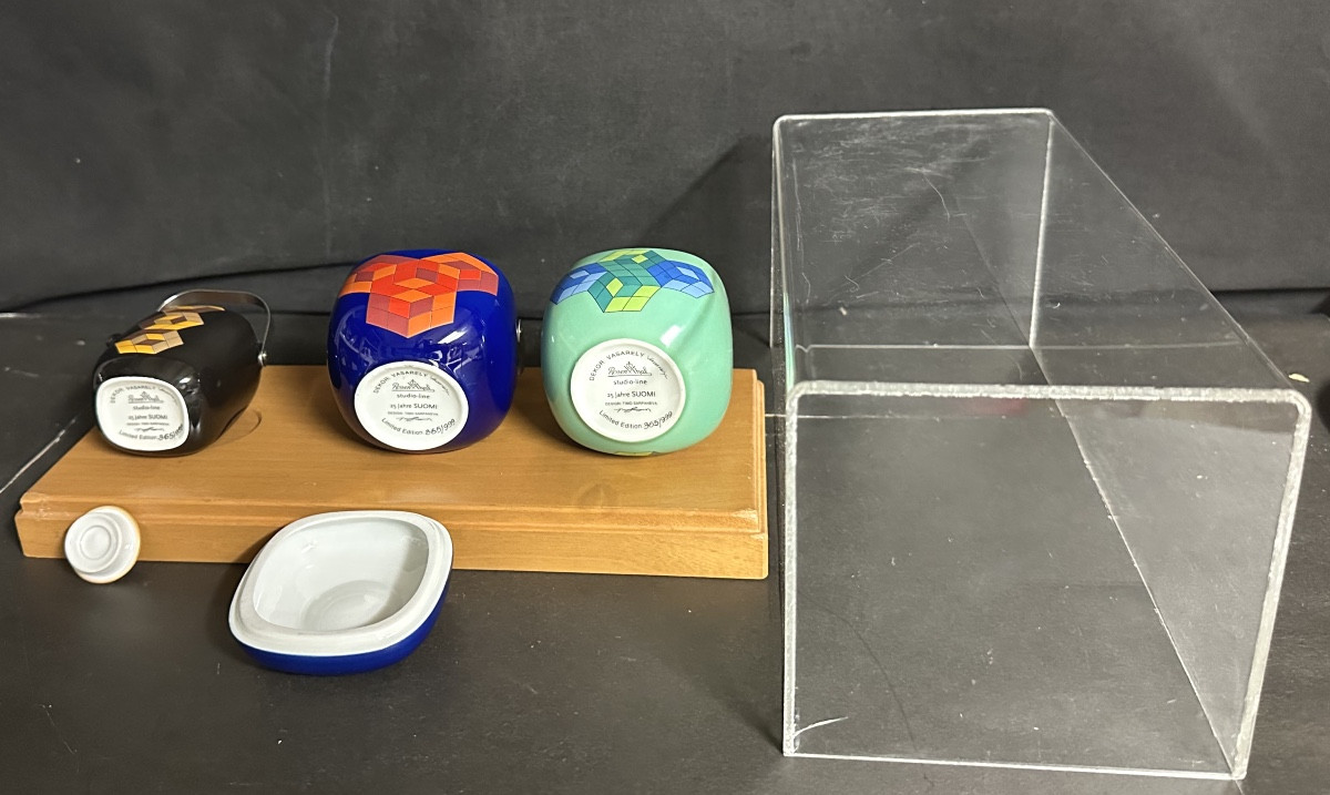 ROSENTHAL 1976 Vasarely Sarpaneva Suomi RARE set vaisselle miniature Edition limitée porcelaine-photo-3