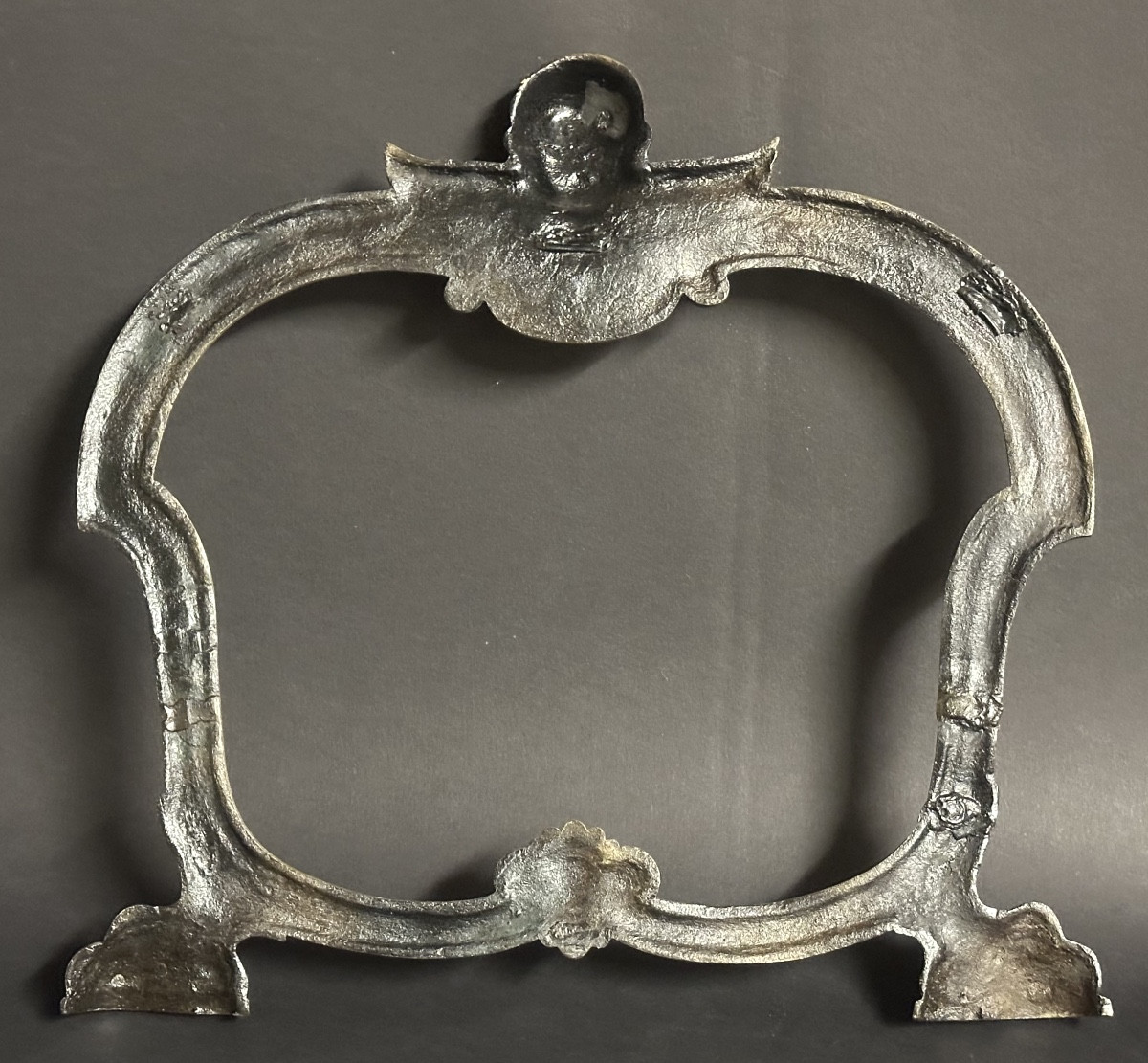Rare Bronze Frame With Angel Decoration, Early 20th Century, Cherub -photo-1