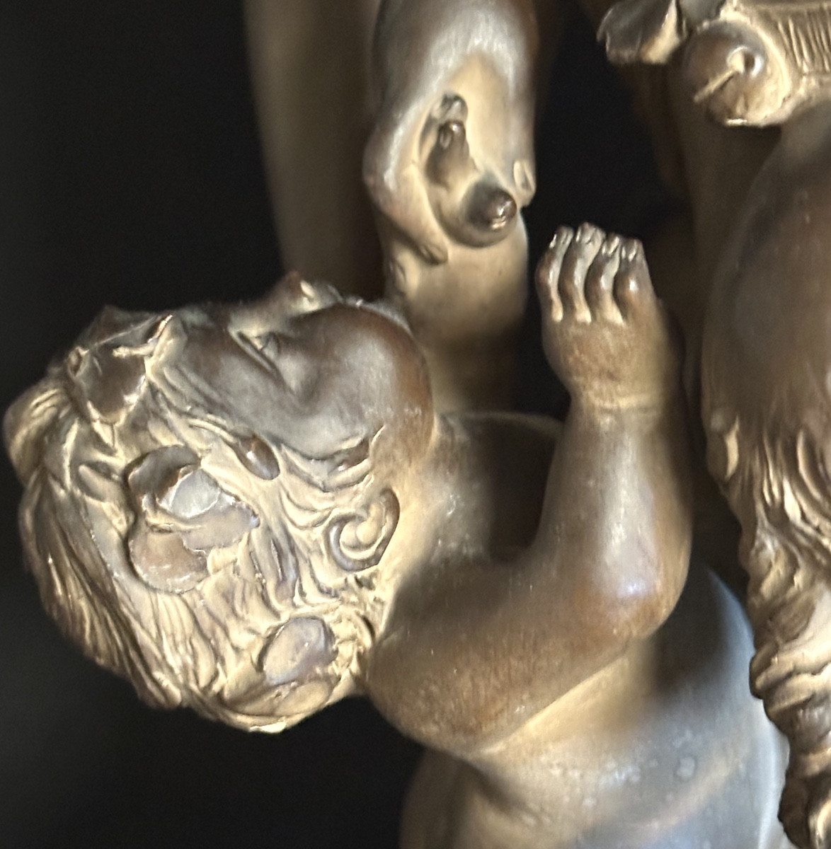 CLODION 1738-1814 d’après Important groupe XIXe en terre cuite la famille du faune-photo-2
