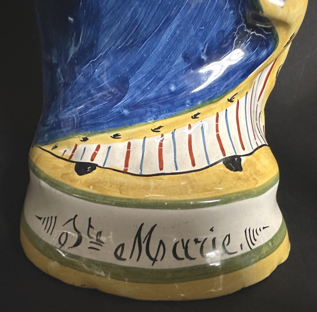 Grande vierge d’accouchée 34,5cm Ste Marie XIXe En très bon état Quimper -photo-2